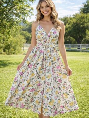 Floral Summer Dress XL | Cottagecore Boho Fit & Flare Garden Party